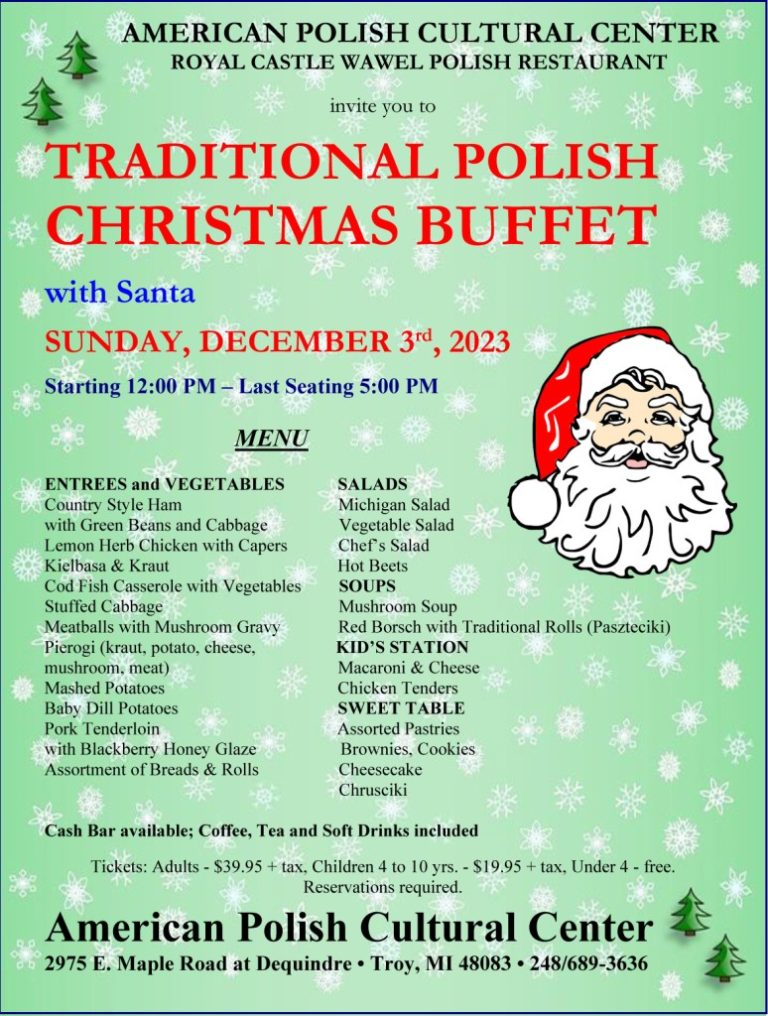 December 3, 2023 Traditional Polish Christmas Buffet American