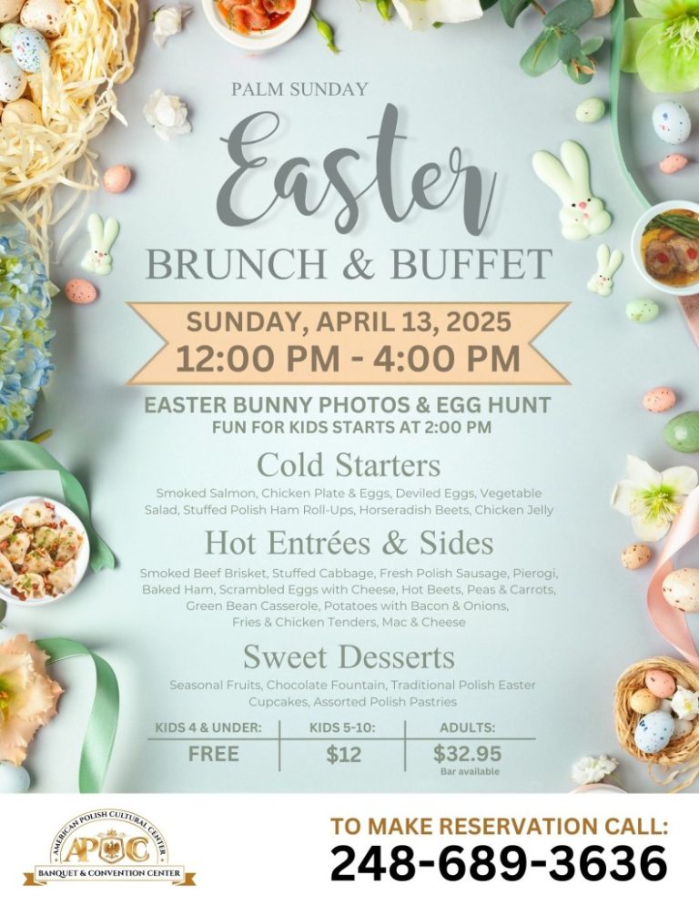 April 13, 2025 – Palm Sunday Easter Buffet